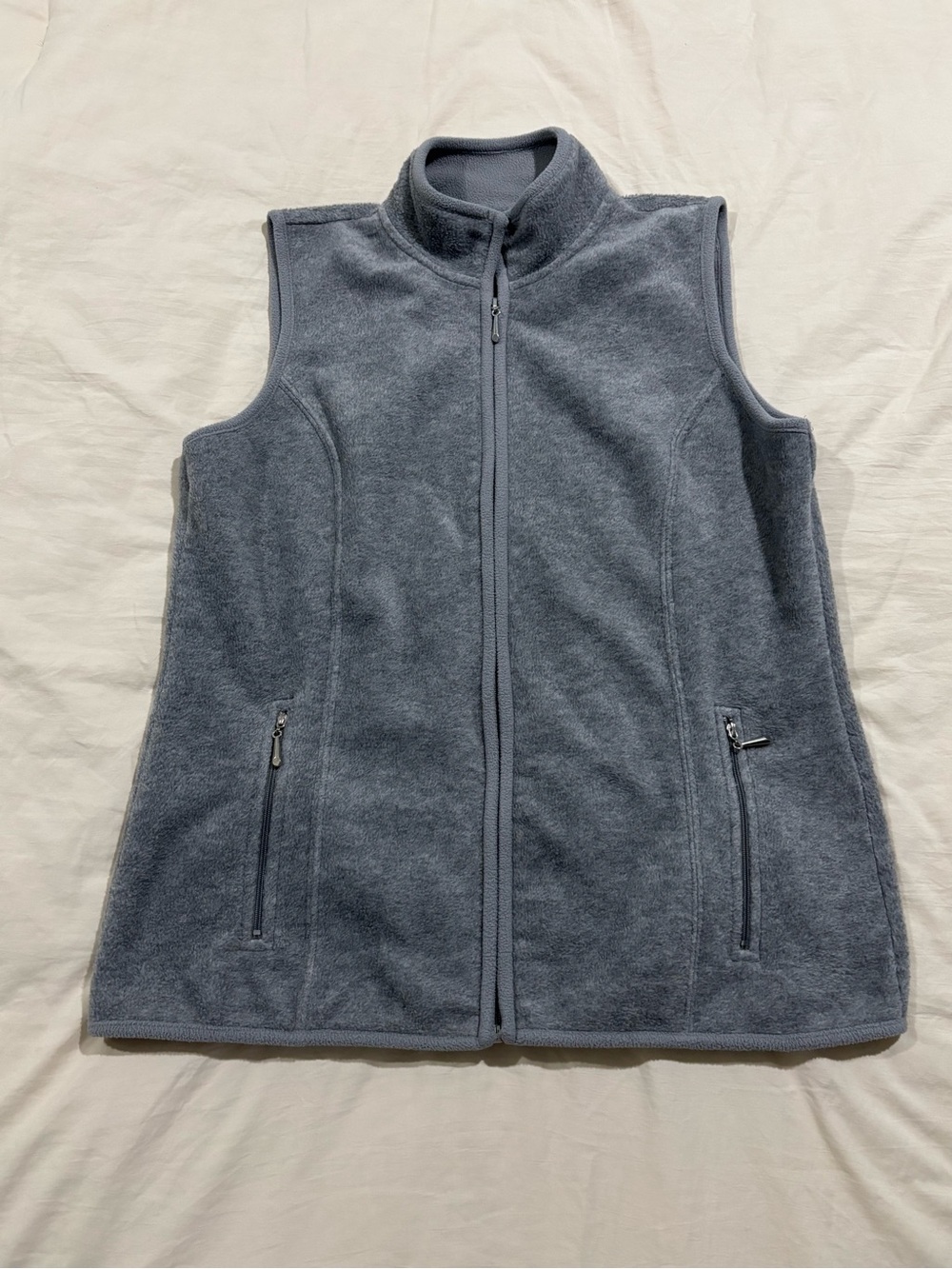 Karen Scott Light Gray Fleece Zip Vest